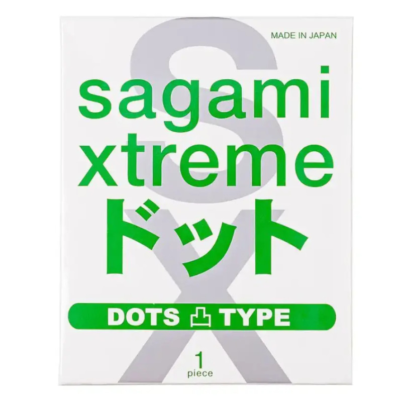 Презервативы анатомической формы с рельефными точками латексные Sagami Xtreme dots Type-E (1 шт)