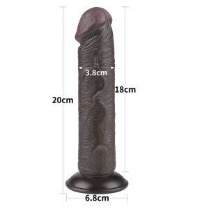 Реалистичный фаллоимитатор с "подвижной кожей" LoveToy Sliding Skin Dual Layer Dong коричневый (иной угол)