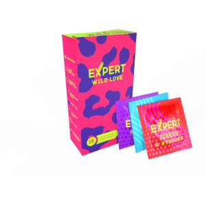 Презервативы ребристые с точками EXPERT Wild Love (15 шт) (иной угол)