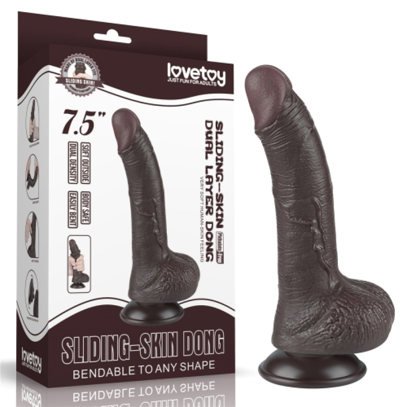 Реалистичный фаллоимитатор на присоске Sliding Skin Dual Layer Dong 19,5 см
