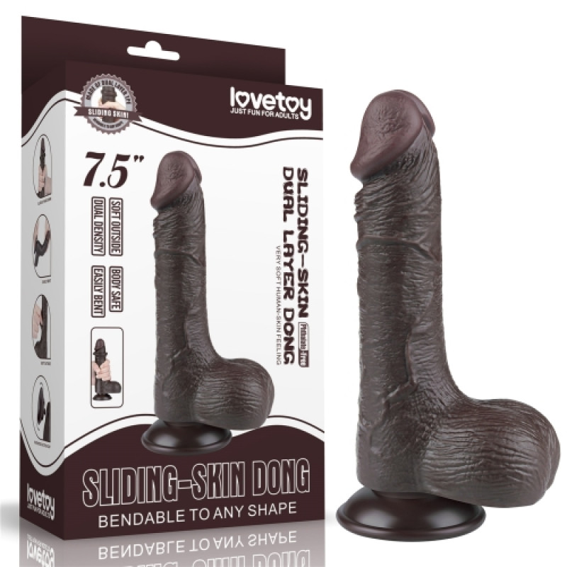 Реалистичный фаллоимитатор на присоске Sliding Skin Dual Layer Dong 19,5 см