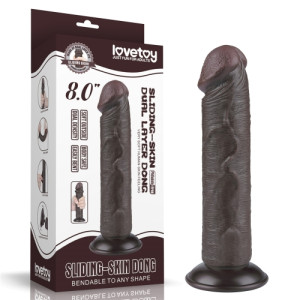 Реалистичный фаллоимитатор с "подвижной кожей" LoveToy Sliding Skin Dual Layer Dong коричневый