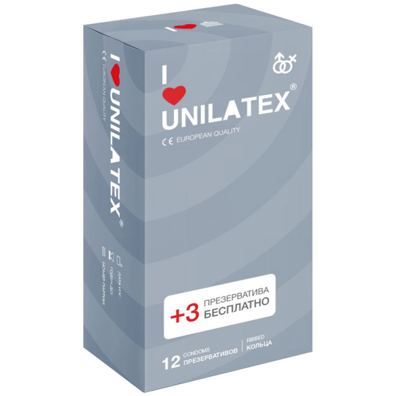 Презервативы с рифленой поверхностью Unilatex Ribbed (15 шт)