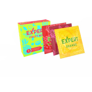 Презервативы фруктовые ароматизированные EXPERT Fruit Mix (3 шт) (иной угол)