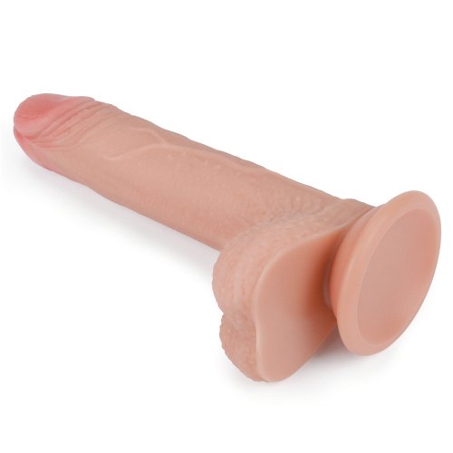 Реалистичный фаллоимитатор на присоске с мошонкой Dual-Layered Silicone Cock 18 см
