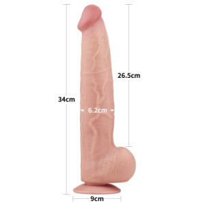 Реалистичный фаллоимитатор на присоске Sliding Skin Dual Layer Dong 34 см (иной угол)