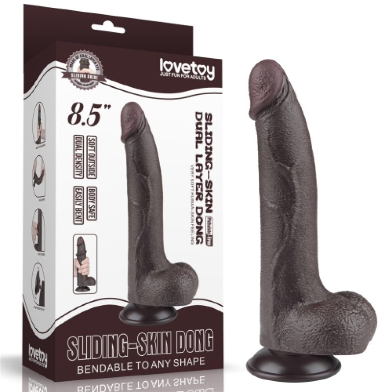 Реалистичный фаллоимитатор на присоске Sliding Skin Dual Layer Dong 22 см