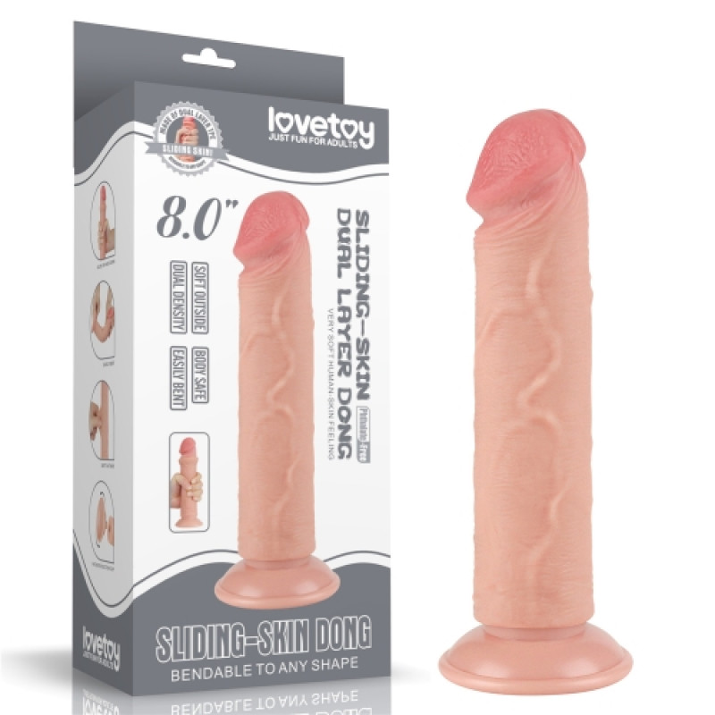 Реалистичный фаллоимитатор на присоске Sliding Skin Dual Layer Dong 20 см