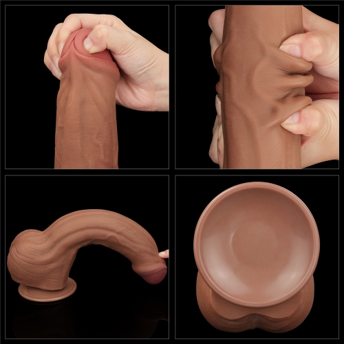 Реалистичный фаллоимитатор на присоске Sliding Skin Dual Layer Dong 29 см