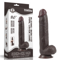Черный фаллоимитатор на присоске Lovetoy Sliding-Skin Dual Layer Dong 24 см