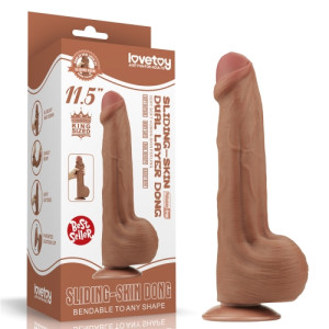 Реалистичный фаллоимитатор на присоске Sliding Skin Dual Layer Dong 29 см