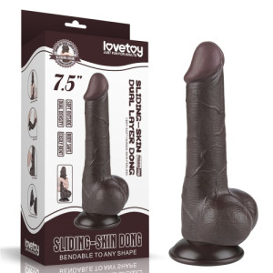 Реалистичный фаллоимитатор на присоске Sliding Skin Dual Layer Dong 19,5 см