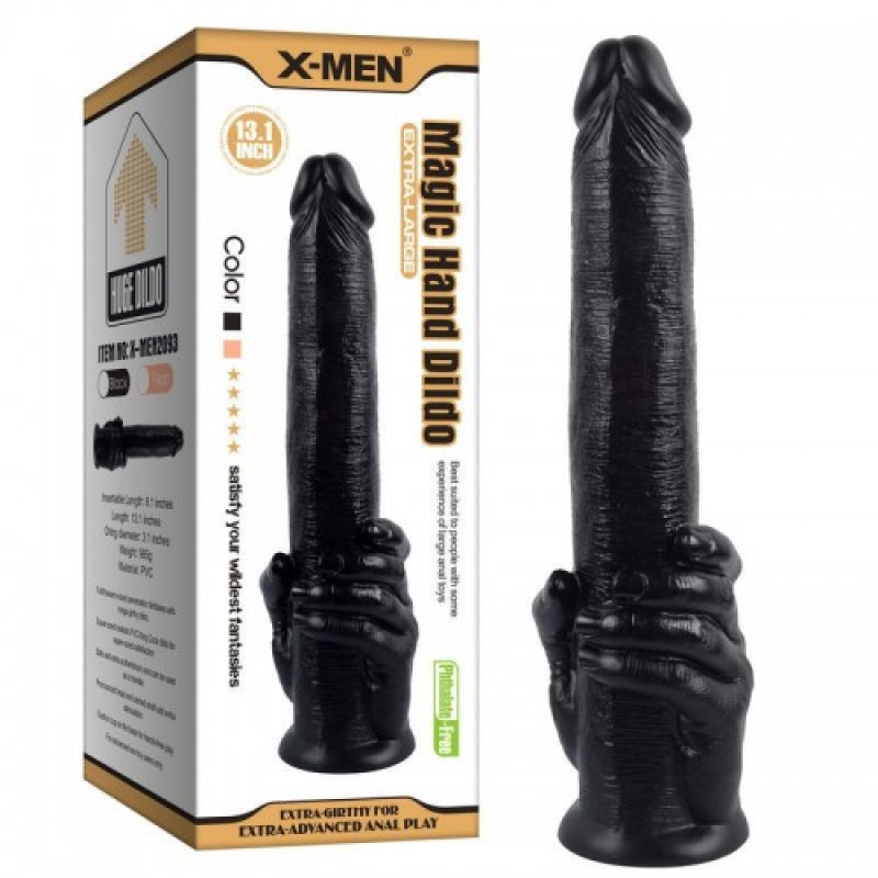 Черный фаллос с рукой X-Men Magic Hand Dildo 36 см