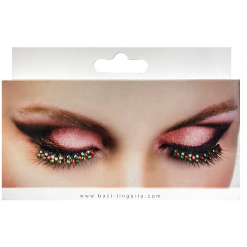 Накладные ресницы с красными и зелеными стразами Baci