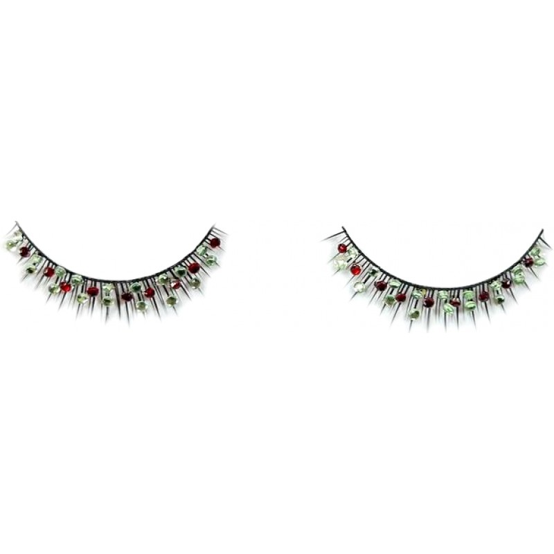 Накладные ресницы с красными и зелеными стразами Baci