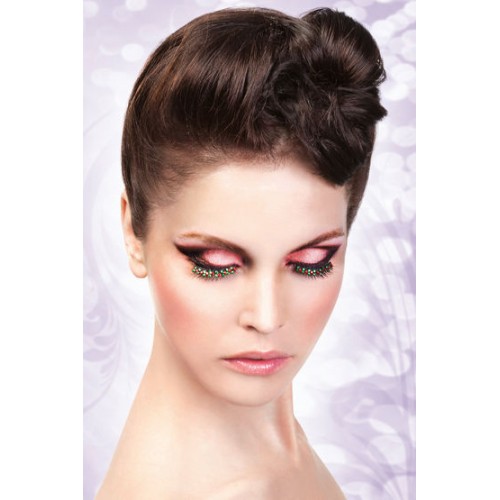 Накладные ресницы с красными и зелеными стразами Baci