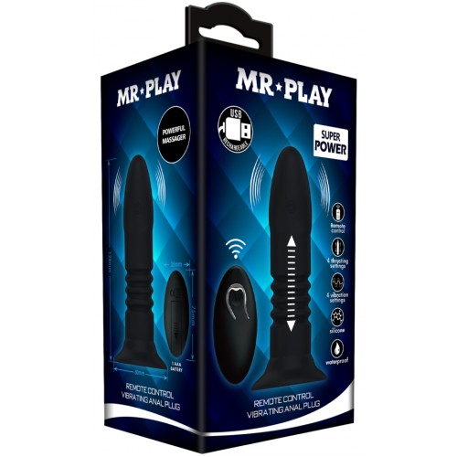 Анальная вибровтулка Mr Play с поступательными движениями и беспроводным управлением