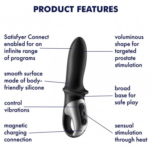 Анальный вибратор Satisfyer Hot Passion Connect App, силикон, черный