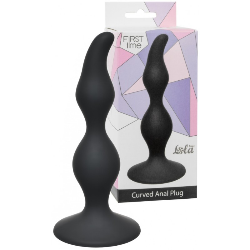 Черная анальная втулка на присоске Сurved Anal Plug