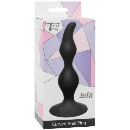 Черная анальная втулка на присоске Сurved Anal Plug