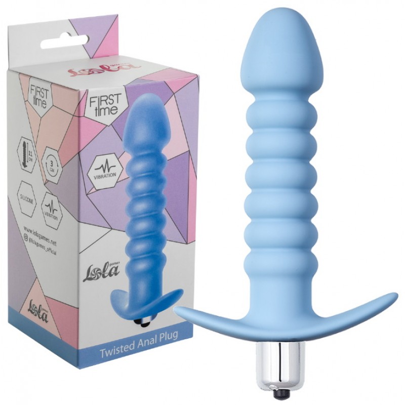 Рифленая анальная пробка с вибрацией Twisted Anal Plug