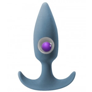 Серая анальная пробка со смещенным центром тяжести Flash Glow (иной угол)