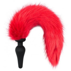 Силиконовая анальная втулка с красным хвостиком Furry Fox