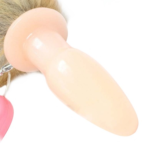 Анальная пробка с вибрацией и длинным бурым хвостиком 47 см