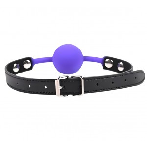 Кляп-шар силиконовый черно-синий (иной угол)