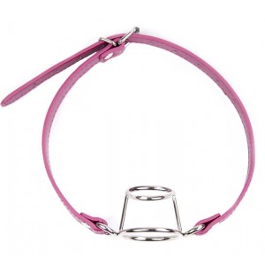 Кляп-расширитель металлический на розовом ремешке (иной угол)