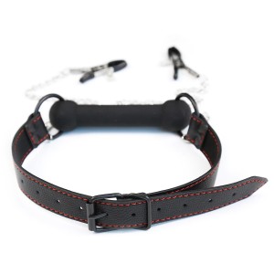 Кляп-трензель с зажимами на соски (иной угол)