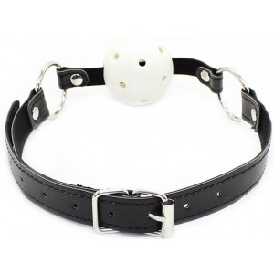 Белый дышащий кляп-шар (иной угол)