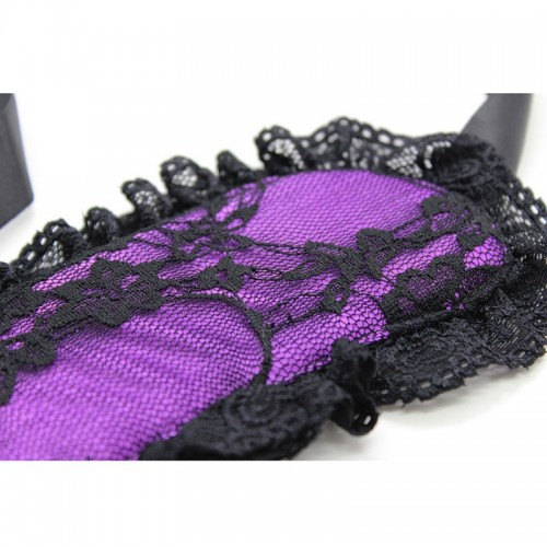Маска с черным кружевом фиолетовая