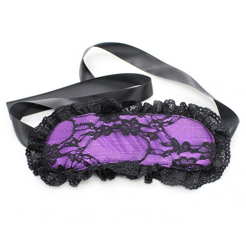 Маска с черным кружевом фиолетовая