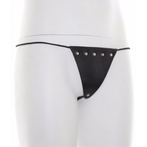 Стринги латексные черные с заклепками (иной угол)