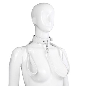 Белый ошейник с поводком (иной угол)