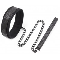 Черный ошейник с узором на поводке