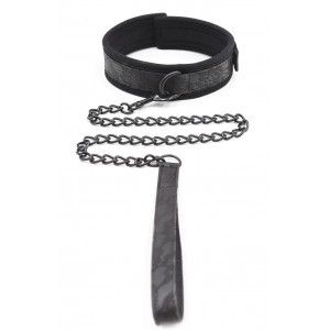 Черный ошейник с узором на поводке (иной угол)