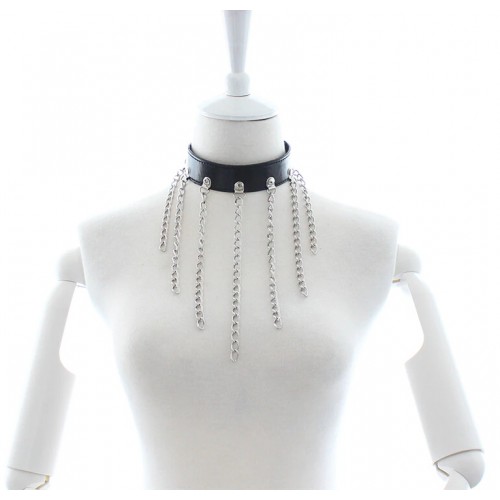 Ошейник БДСМ узкий с цепочками