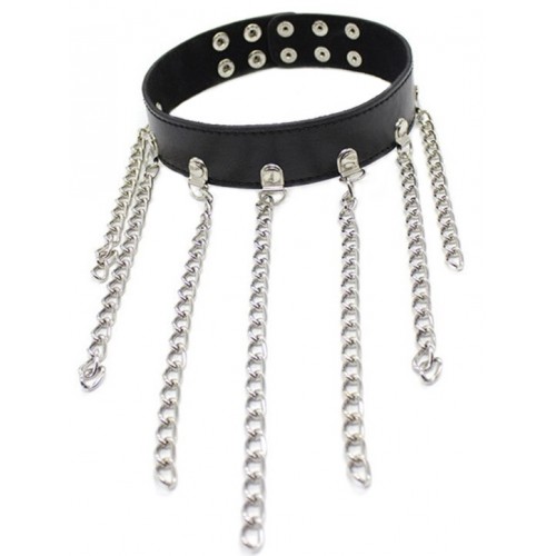 Ошейник БДСМ узкий с цепочками