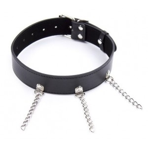 Ошейник черный с цепочками (иной угол)