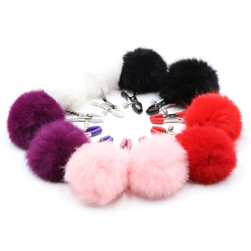 Зажимы для сосков с чёрным мехом