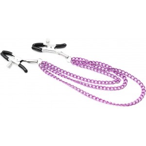 Зажимы для сосков с тройной фиолетовой цепочкой (иной угол)