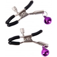 Зажимы для сосков с бубенчиком пурпурным