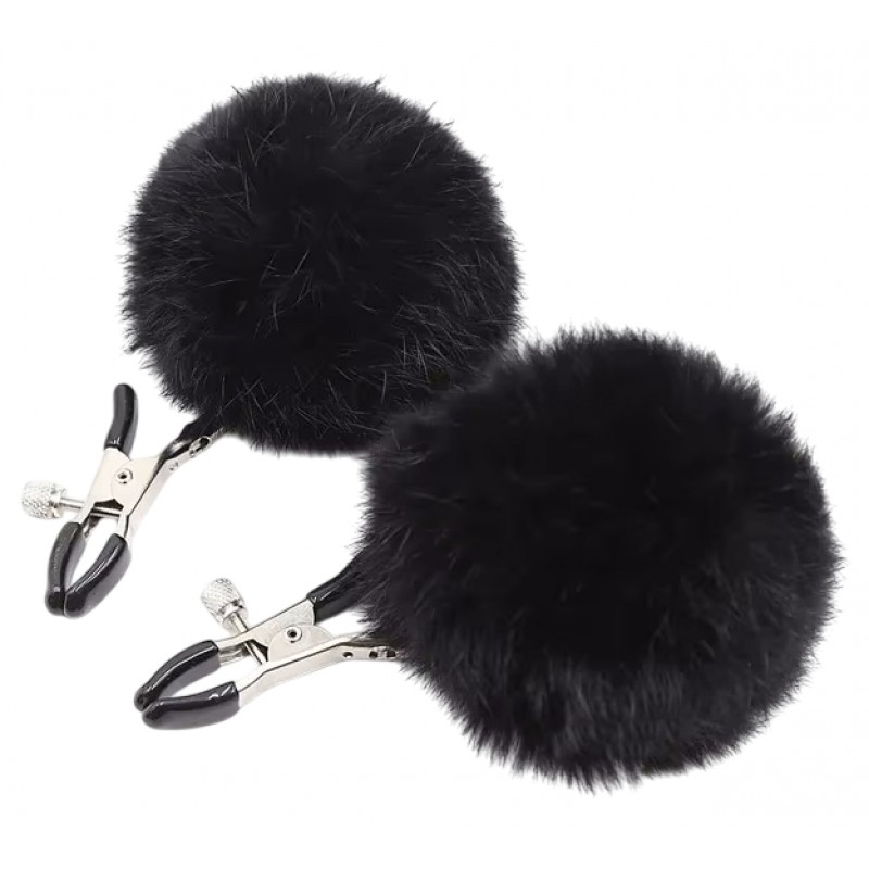 Зажимы для сосков с чёрным мехом