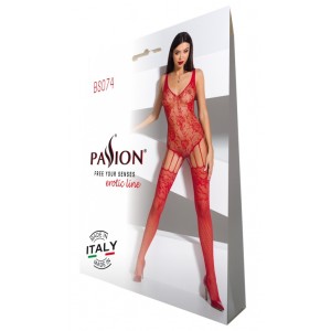 Красный соблазнительный комбинезон сетка BS074 (иной угол)