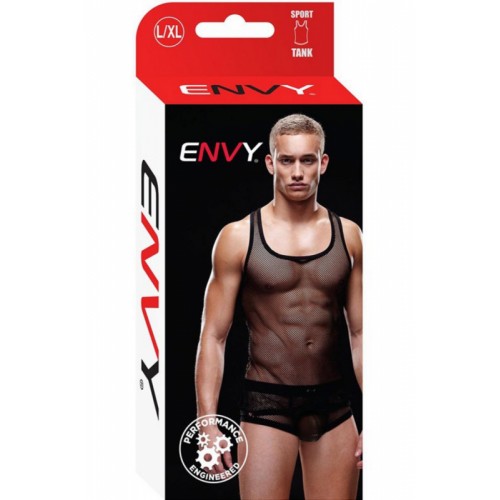 Мужская майка-борцовка в мелкую сетку Envy черная L/XL