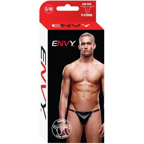 Глянцевые мужские V-стринги Envy черные S/M