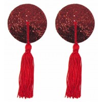 Пэстисы для груди красные с пайетками