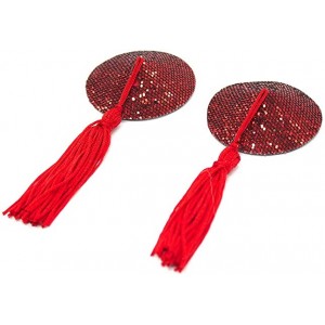 Пэстисы для груди красные с пайетками (иной угол)